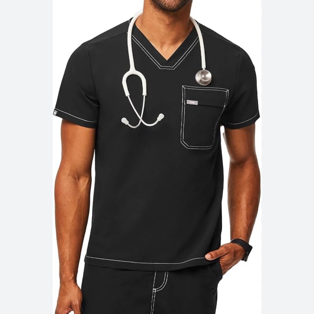 Figs Men Black Scrub Top Size XS